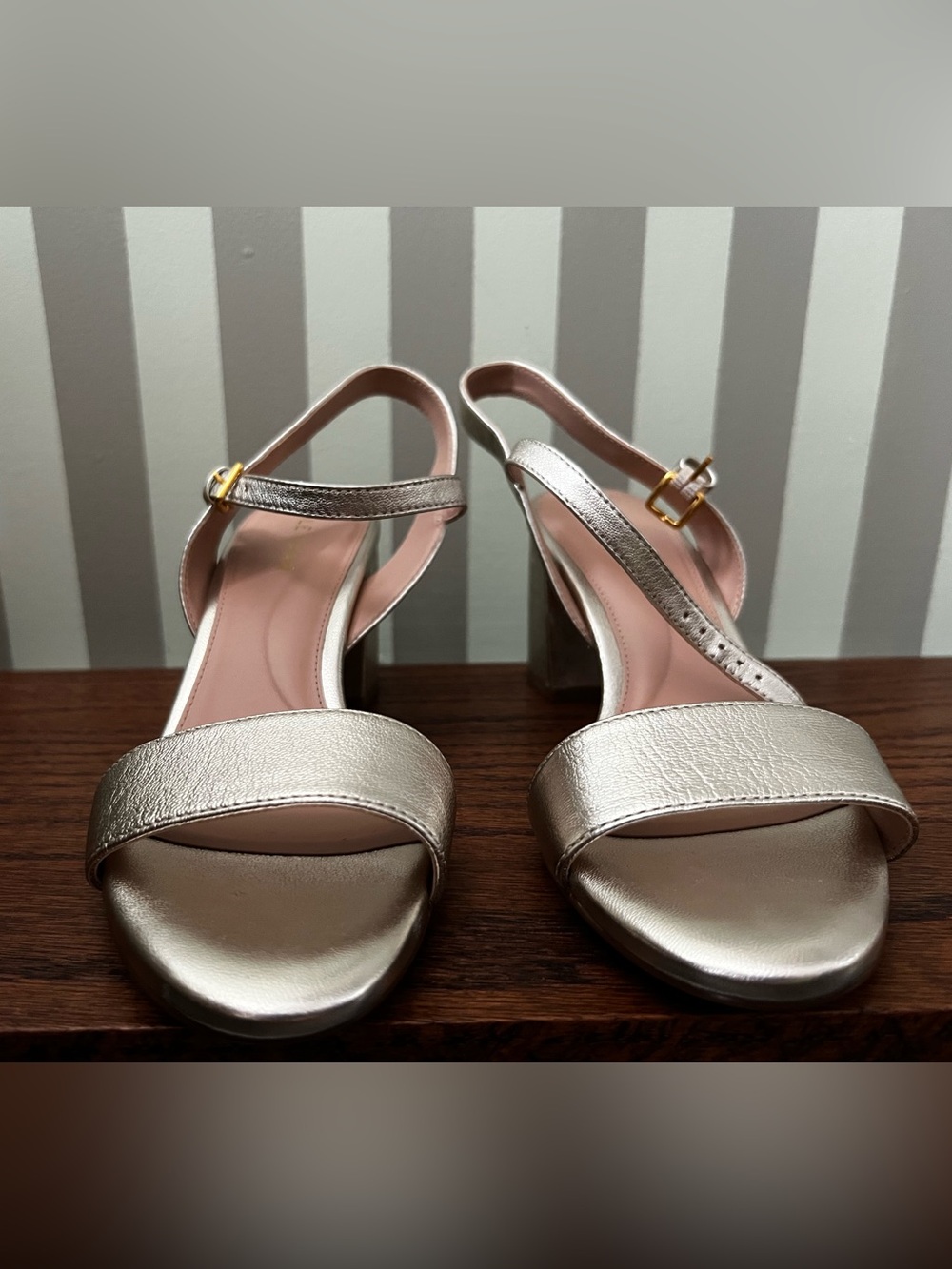 Cole Haan Gold Block Heel Sandals NWT